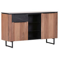 SIDEBOARD  in 135/80/42 cm  - Schwarz/Naturfarben, LIFESTYLE, Glas/Holzwerkstoff (135/80/42cm) - Landscape