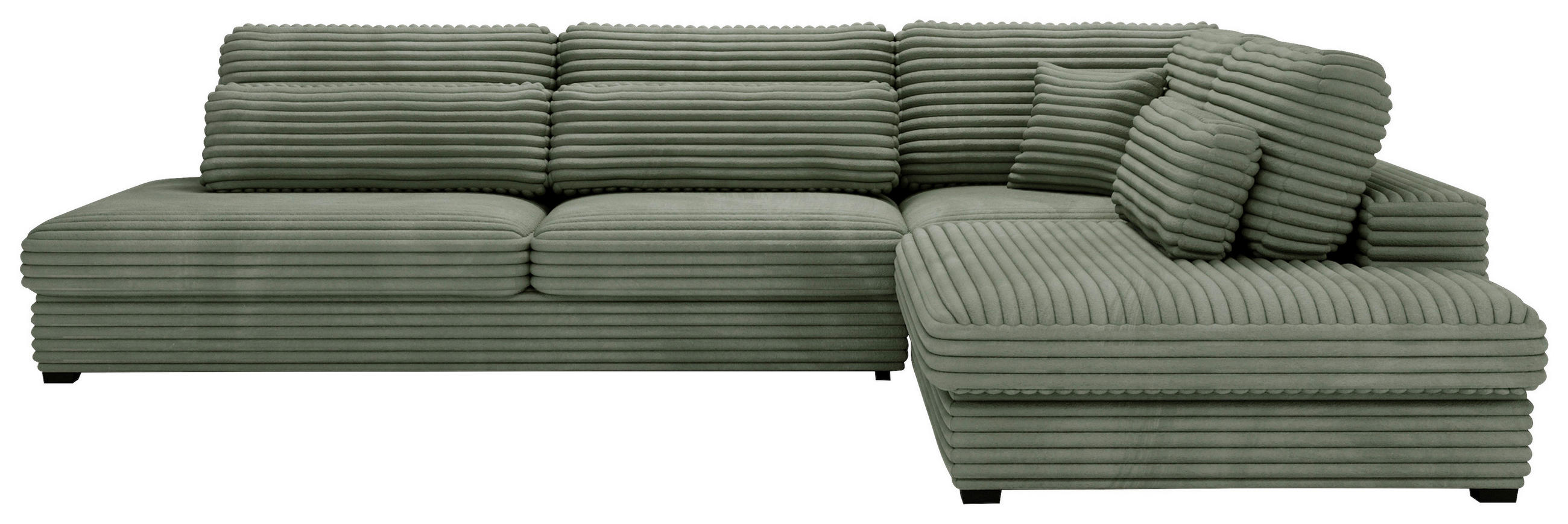 ECKSOFA in Cord, Plüsch Grün  - Schwarz/Grün, Design, Kunststoff/Textil (332/244cm) - Livetastic