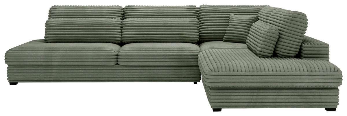 ECKSOFA in Cord, Plüsch Grün  - Schwarz/Grün, Design, Kunststoff/Textil (332/244cm) - Livetastic