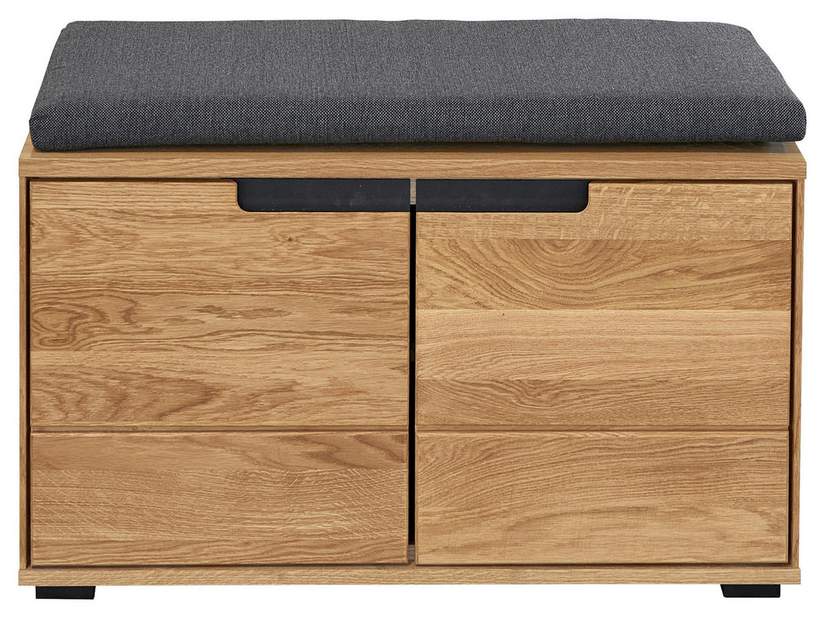GARDEROBENBANK  in 80/47/40 cm  - Eichefarben/Anthrazit, KONVENTIONELL, Holz/Textil (80/47/40cm) - Linea Natura