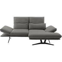 ECKSOFA Echtleder Hellgrau  - Hellgrau/Schwarz, Design, Leder/Metall (210/130cm) - Dieter Knoll