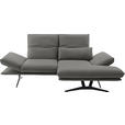 ECKSOFA  in Echtleder Hellgrau  210/130 cm  - Hellgrau/Schwarz, Design, Leder/Metall (210/130cm) - Dieter Knoll