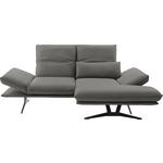ECKSOFA  in Echtleder Hellgrau  210/130 cm  - Hellgrau/Schwarz, Design, Leder/Metall (210/130cm) - Dieter Knoll