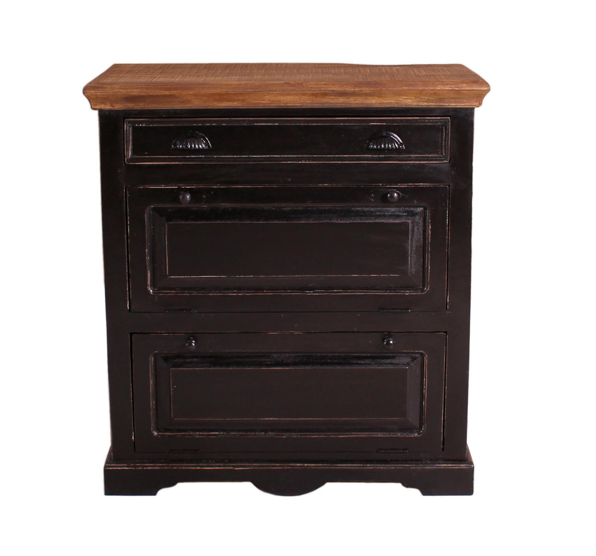 SCHUHSCHRANK Mangoholz massiv Schwarz, Honig  - Schwarz/Honig, Design, Holz/Holzwerkstoff (85/90/40cm) - MID.YOU