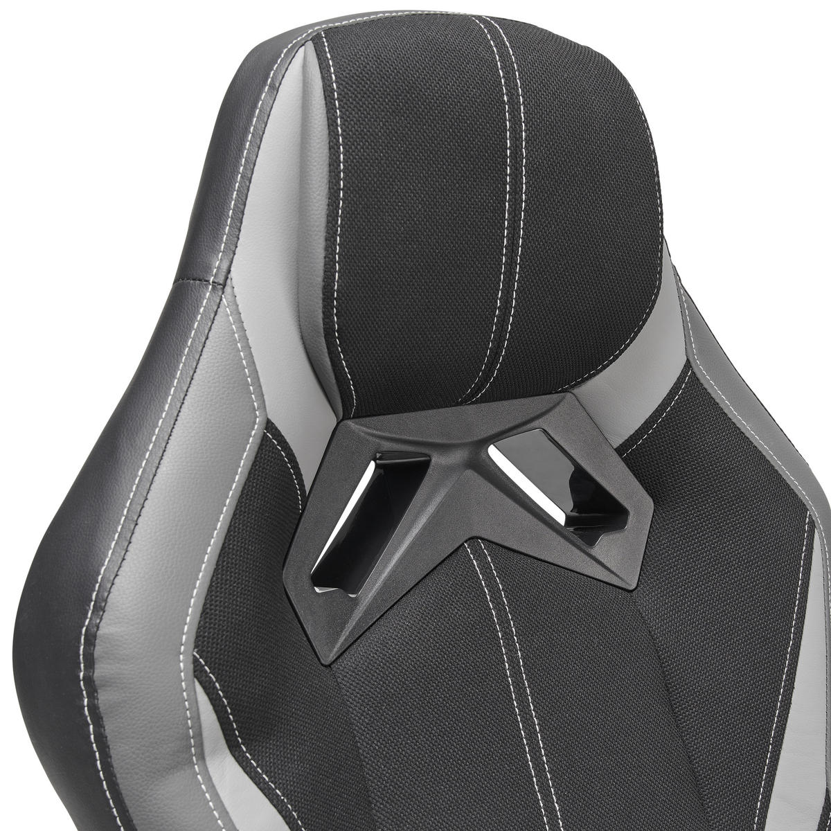 GAMINGSTUHL  in Lederlook, Mikrofaser Grau, Schwarz  - Schwarz/Grau, Lifestyle, Kunststoff/Textil (64,5/112-122/69cm) - Livetastic