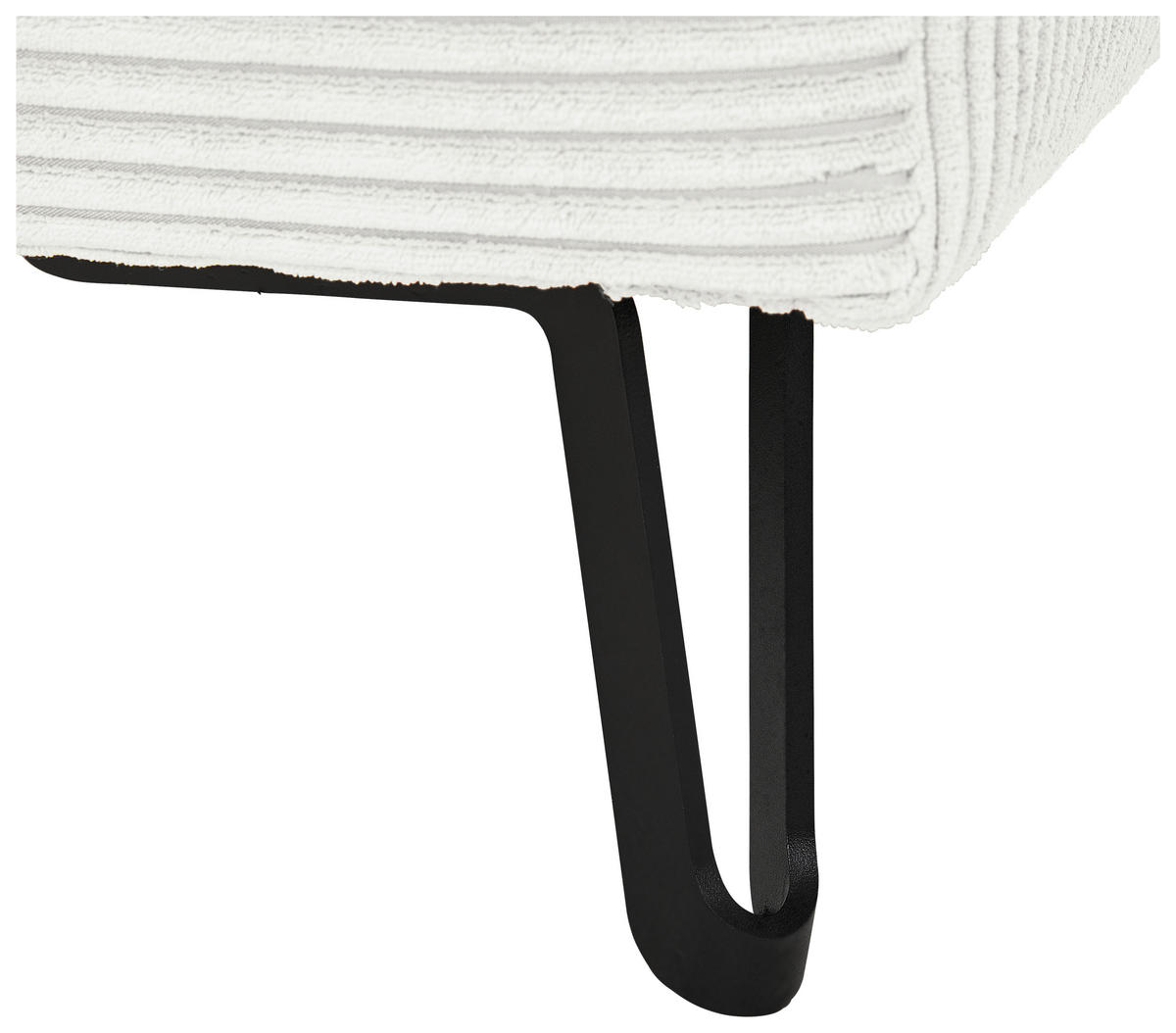 ECKSOFA in Cord Weiß  175/250 cm  - Schwarz/Weiß, KONVENTIONELL, Textil/Metall (175/250cm) - Carryhome