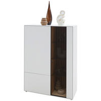 HIGHBOARD Weiss, Eichefarben  112/138/39 cm  - Weiss/Eichefarben, Design, Glas/Holz (112/138/39cm) - Johann Jakob
