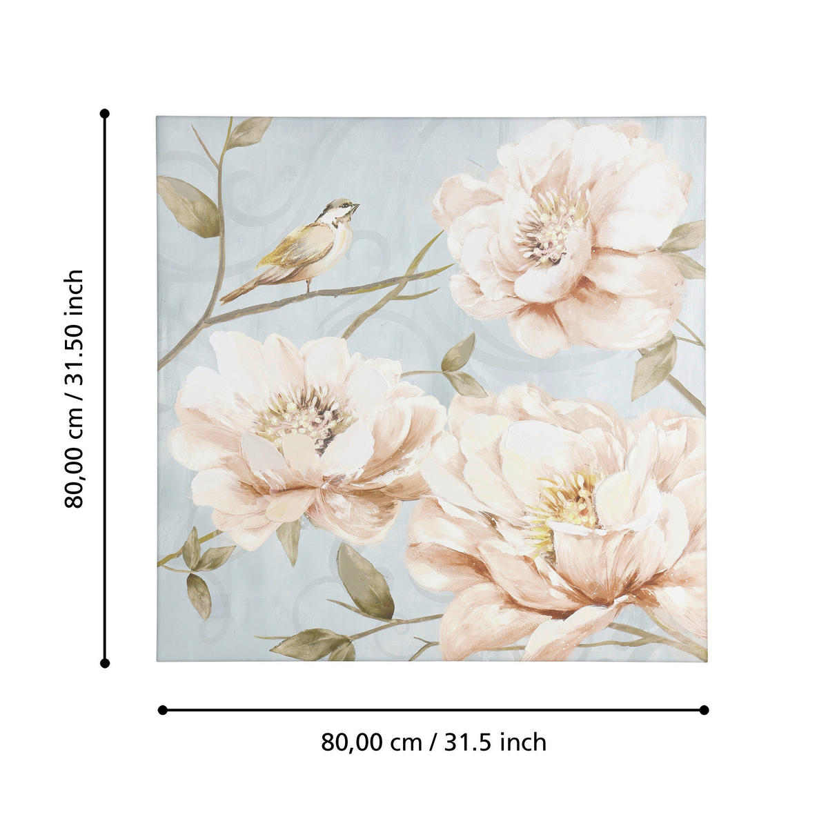 BILD Landschaft & Natur Creme, Hellblau, Aprikose  - Aprikose/Creme, Trend, Holz/Textil (80/3,7/80cm) - Eglo