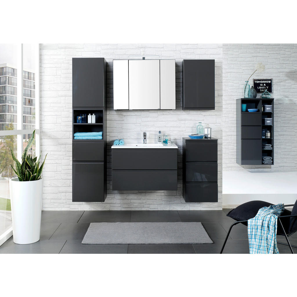 Badmöbel-set 2-tlg. Inkl. Led Cardiff B: 100 Cm, Grau
