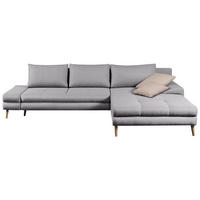 ECKSOFA in Webstoff Silberfarben  - Beige/Silberfarben, Trend, Holz/Textil (313/215cm) - MID.YOU