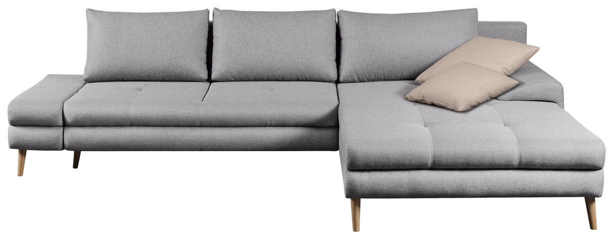 ECKSOFA in Webstoff Silberfarben  - Beige/Silberfarben, Trend, Holz/Textil (313/215cm) - MID.YOU