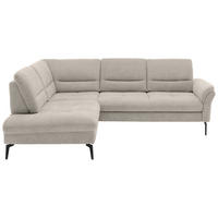 ECKSOFA in Webstoff Beige  206/256 cm  - Beige/Schwarz, Design, Textil/Metall (206/256cm) - Beldomo System