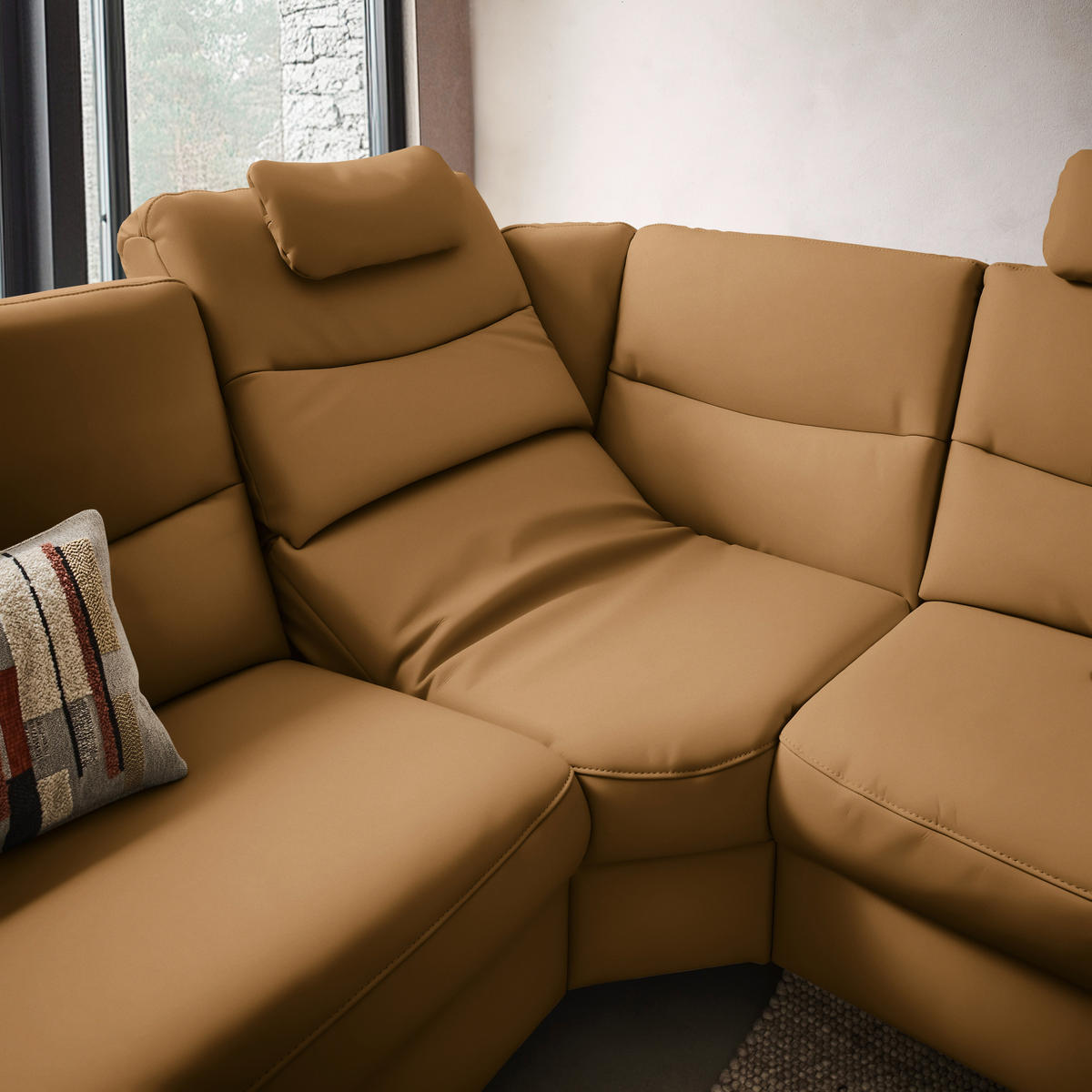 ECKSOFA  in Echtleder Karamell  280/249 cm  - Anthrazit/Karamell, Design, Leder/Metall (280/249cm) - Himolla Komfortklass