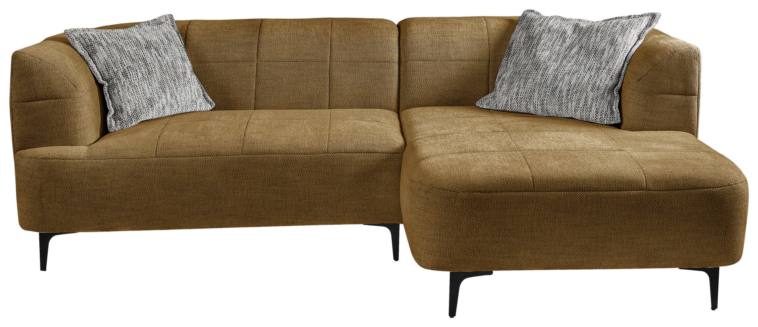 ECKSOFA Goldfarben Struktur  - Goldfarben/Schwarz, Design, Textil/Metall (247/158cm) - MID.YOU