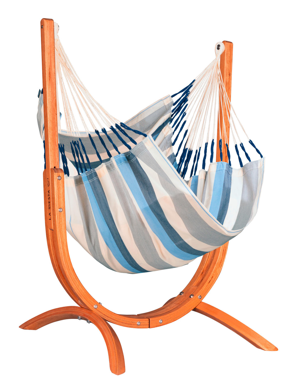 HOJDACIA SIEŤ  - farba eukalyptového dreva/modrá, Konventionell, drevo/textil (100/152/92cm) - La Siesta
