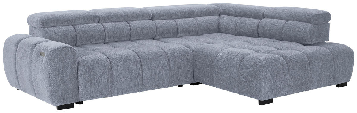 ECKSOFA inkl. Funktionen Grau, Hellblau Webstoff  - Schwarz/Grau, MODERN, Kunststoff/Textil (297/205cm) - Welnova