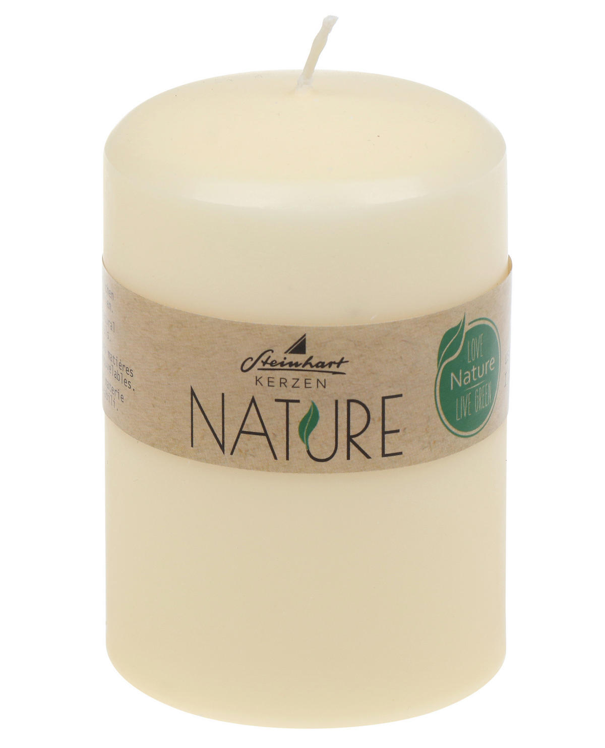 STUMPENKERZE  - Creme, Basics, Naturmaterialien (6,7/10cm)