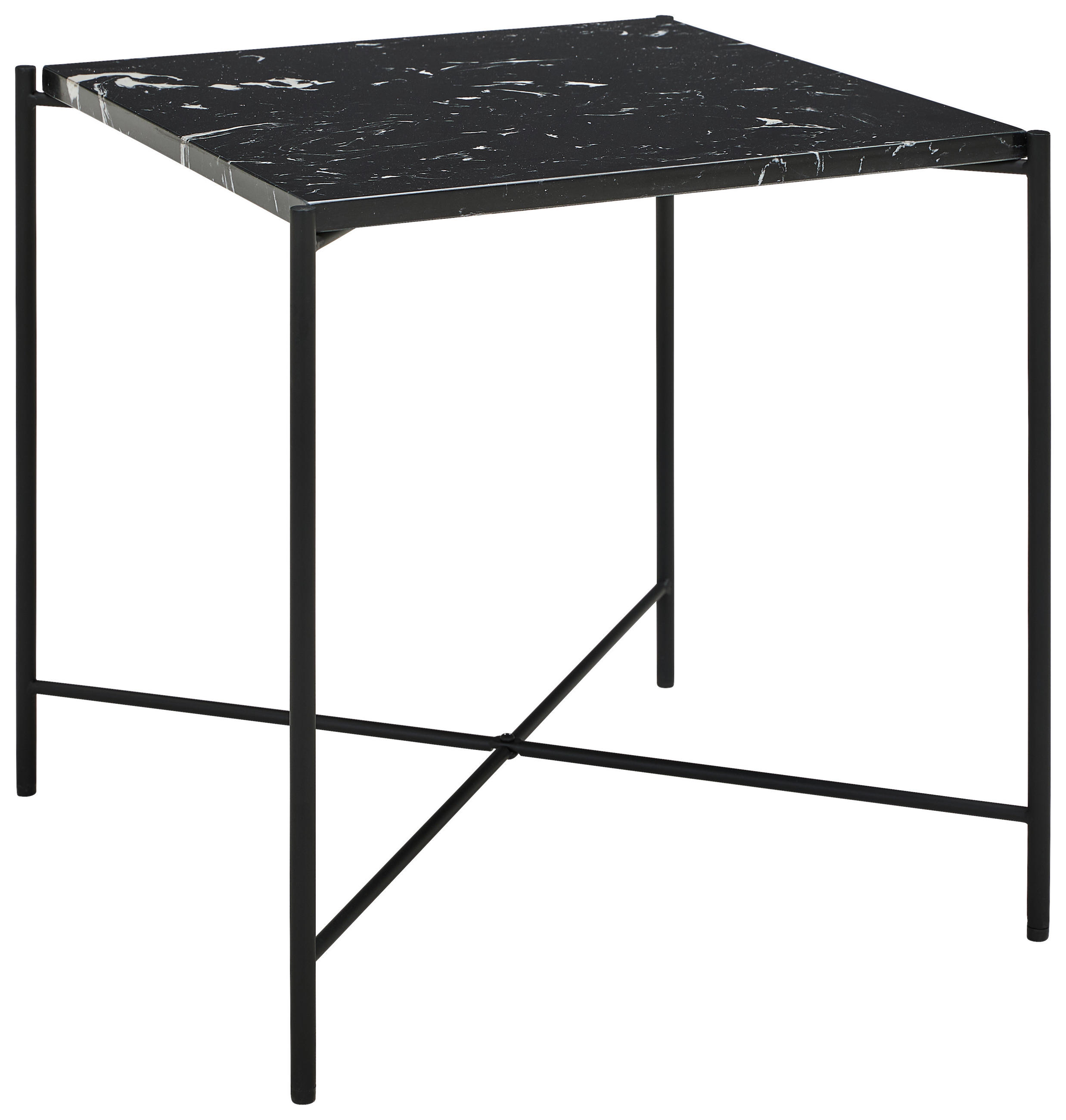 BEISTELLTISCH 40/40/40 cm Schwarz quadratisch  - Schwarz, Trend, Stein/Metall (40/40/40cm) - Landscape