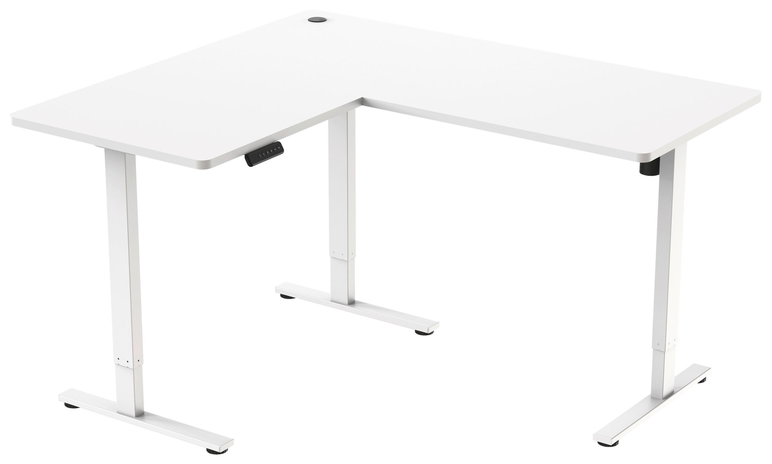 ECKSCHREIBTISCH  Weiß höhenverstellbar  - Weiß, MODERN, Holzwerkstoff/Metall (160/74,5/119/140cm) - MID.YOU