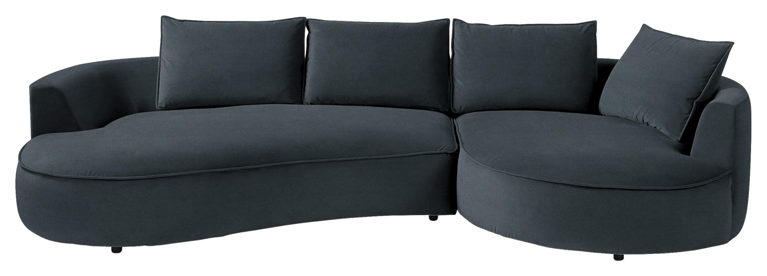 BIGSOFA in Samt Grau, Grün  - Schwarz/Grau, Design, Kunststoff/Textil (322/66/154cm) - home24