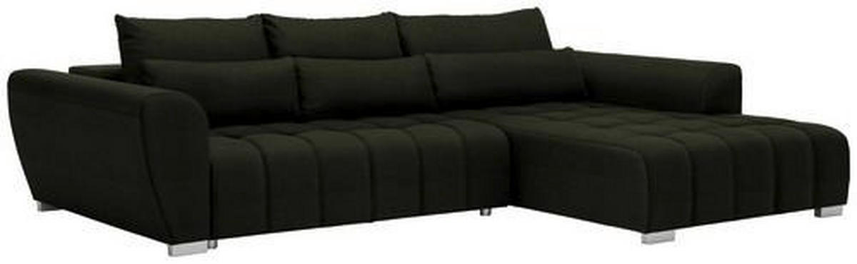 ECKSOFA in Webstoff Dunkelgrün  304/218 cm  - Dunkelgrün/Silberfarben, MODERN, Kunststoff/Textil (304/218cm) - Carryhome