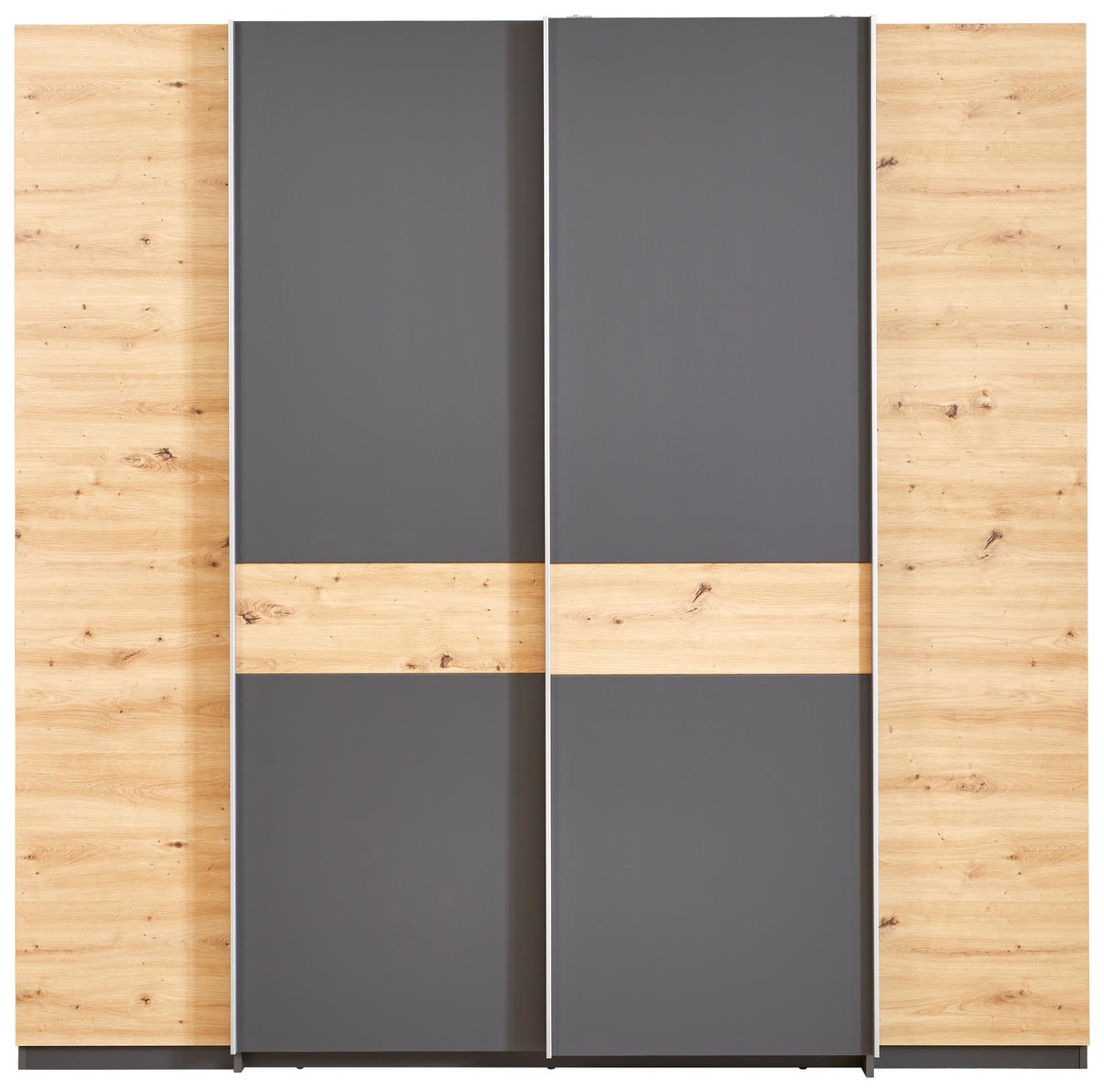 KLEIDERSCHRANK in Graphitfarben, Eiche Artisan  - Silberfarben/Graphitfarben, Konventionell, Holzwerkstoff/Kunststoff (215/211/60cm) - Carryhome