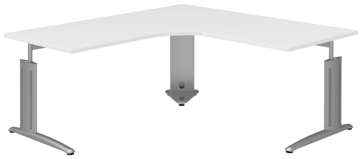 ECKSCHREIBTISCH 180/180/70-82 cm  in Weiß, Alufarben  - Alufarben/Weiß, KONVENTIONELL, Holzwerkstoff/Metall (180/180/70-82cm) - Moderano