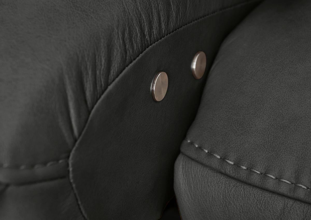 CloseUp von Hukla ECKSOFA inkl. Funktionen Valdera Schwarz Echtleder.