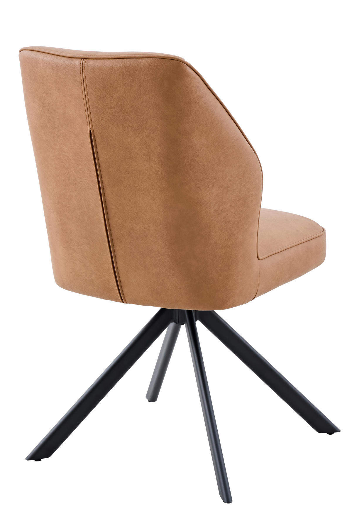 STUHL-SET 2 Stück  in Stahl Lederlook  - Cognac/Schwarz, MODERN, Textil/Metall (51/92/65cm) - MID.YOU