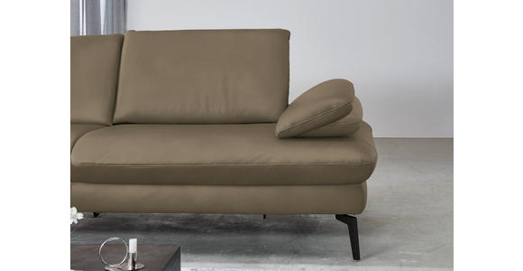 ECKSOFA in Echtleder Hellbraun 157/325 cm - Hellbraun/Schwarz, Design, Leder/Metall (157/325cm) - Dieter Knoll