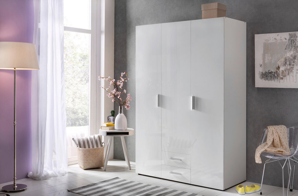 GARDEROBENSCHRANK  in 120/185/54 cm  - Chromfarben/Weiß Hochglanz, Design, Holzwerkstoff/Kunststoff (120/185/54cm) - Xora