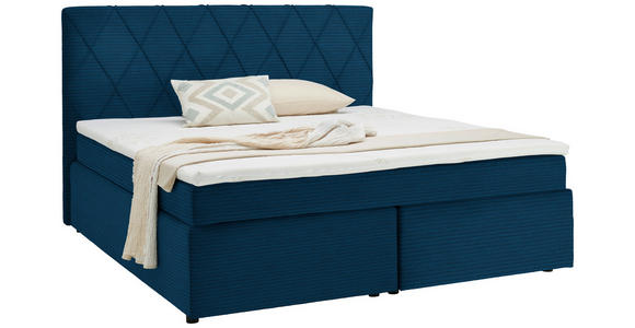 BOXSPRINGBETT 180/200 cm in Blau - Blau/Schwarz, Design, Kunststoff/Textil (180/200cm) - Xora