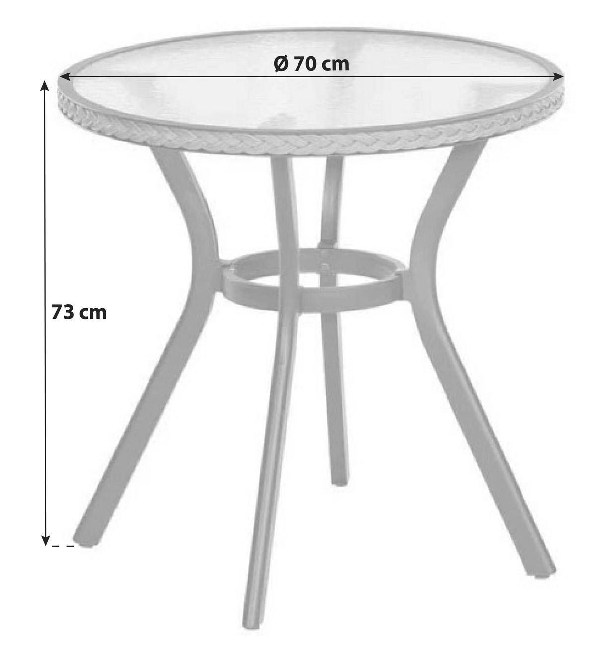 GARTENTISCH Metall, Glas rund  - Graphitfarben/Naturfarben, ROMANTIK / LANDHAUS, Glas/Metall (70cm) - Gardenson