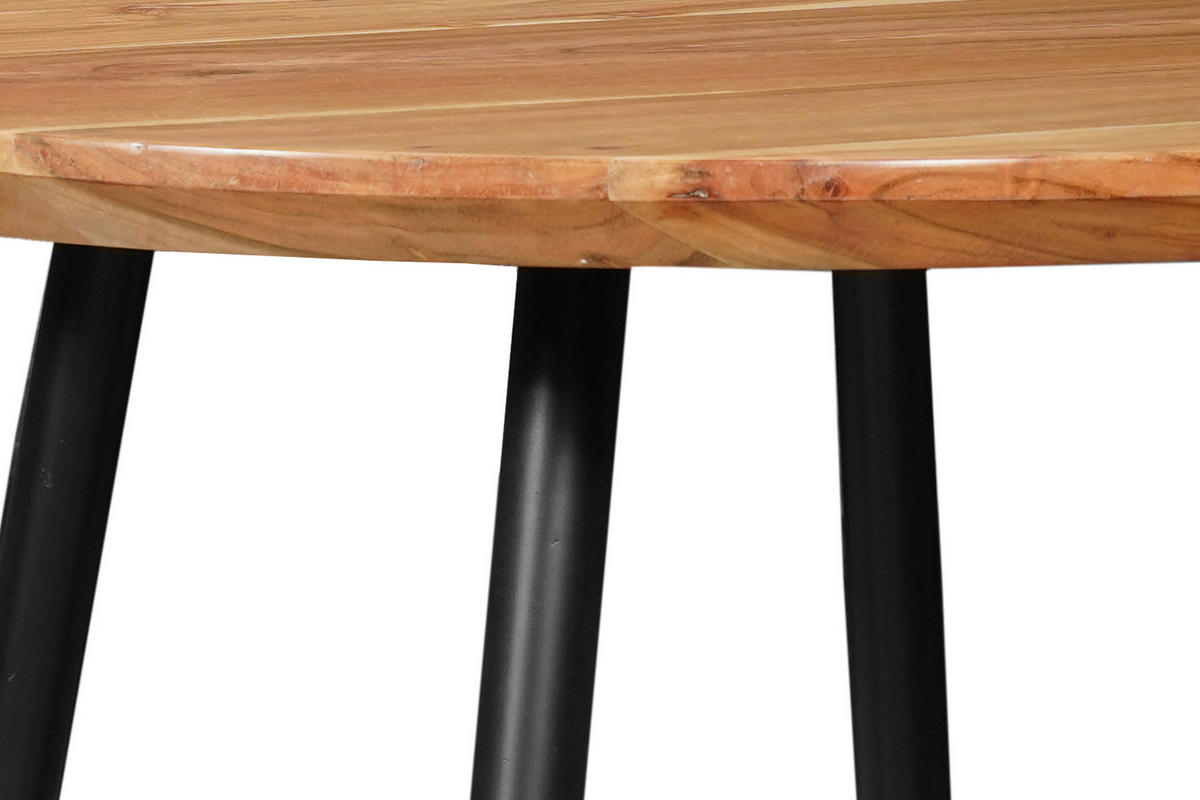 ESSTISCH in Holz, Metall 120/120/76 cm  - Schwarz/Akaziefarben, LIFESTYLE, Holz/Metall (120/120/76cm) - Stylife