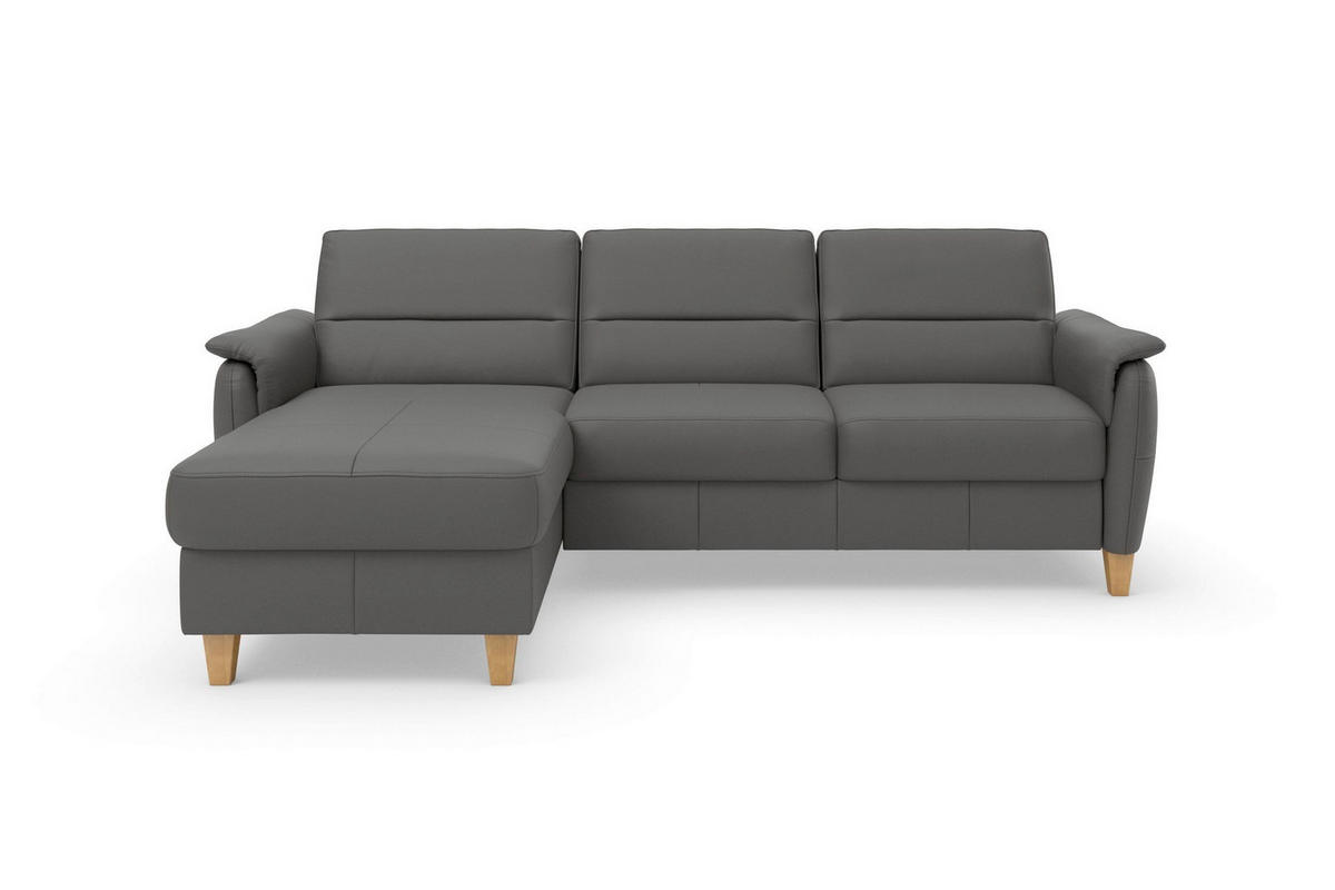 ROHOVÁ SEDAČKA, koža, mokka - farba duba/mokka, Basics, koža/drevo (163/244cm) - Sit & More
