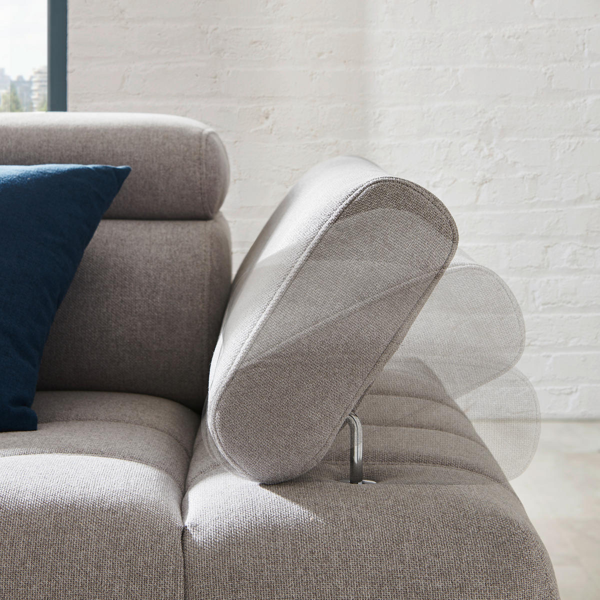 ECKSOFA in Webstoff Silberfarben  - Silberfarben/Schwarz, Modern, Textil/Metall (223/263cm) - Welnova