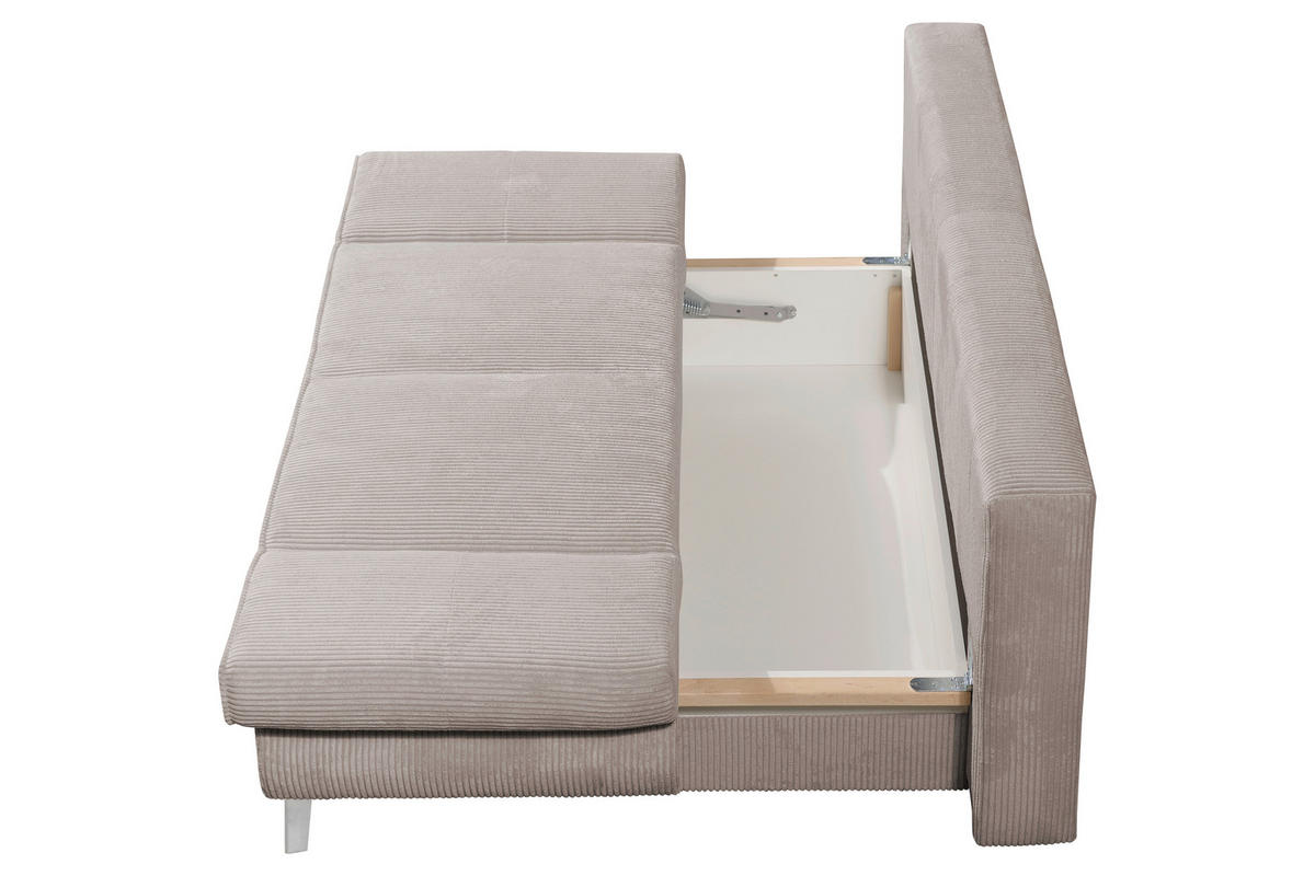 SCHLAFSOFA in Cord Beige  - Chromfarben/Beige, Design, Textil/Metall (200/85/90cm) - Xora