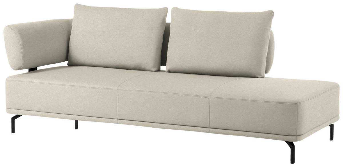 RÉCAMIERE in Flachgewebe Creme  - Creme/Schwarz, Design, Textil/Metall (227/89/101cm) - Dieter Knoll