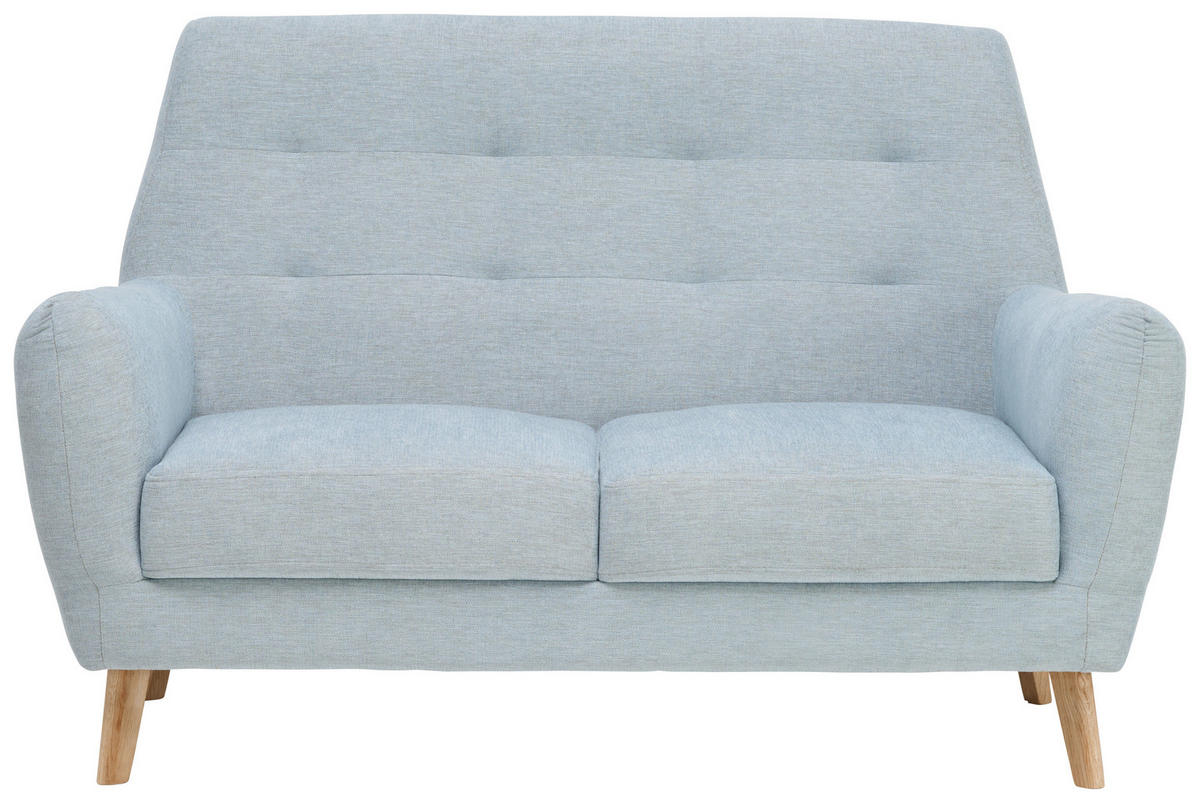 2-SITZER-SOFA in Webstoff Blau  - Blau/Eichefarben, Design, Holz/Textil (160/105/84cm) - Carryhome