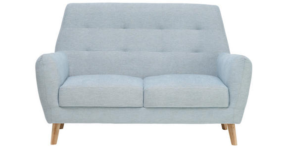 2-SITZER-SOFA in Webstoff Blau  - Blau/Eichefarben, Design, Holz/Textil (160/105/84cm) - Carryhome