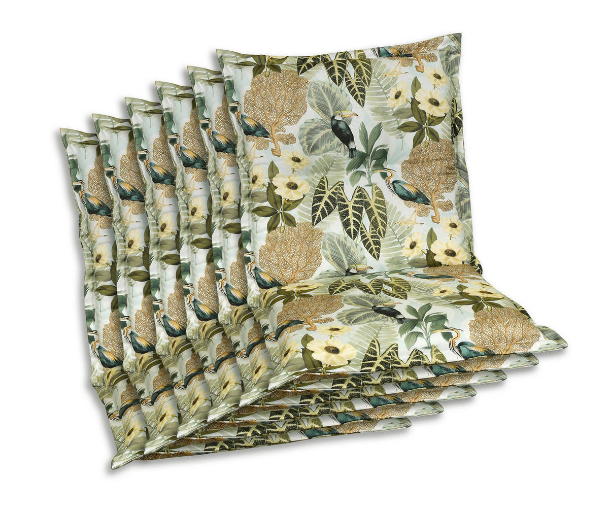 SESSELAUFLAGE Blätter  - Lila/Creme, Basics, Textil (50/9/100cm)