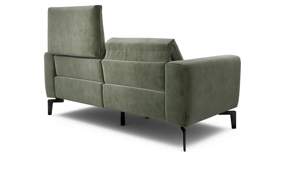 Zweisitzer inkl. Hocker Samt Waldgrün  - Waldgrün/Schwarz, Design, Textil/Metall (180/86/86-94cm) - SENSOO