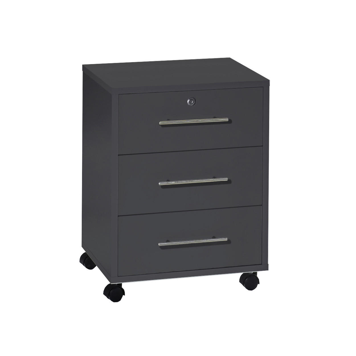POJÍZDNÝ KONTEJNER, 44/58/40 cm - barvy stříbra/antracitová, Lifestyle, kov/kompozitní dřevo (44/58/40cm) - MID.YOU