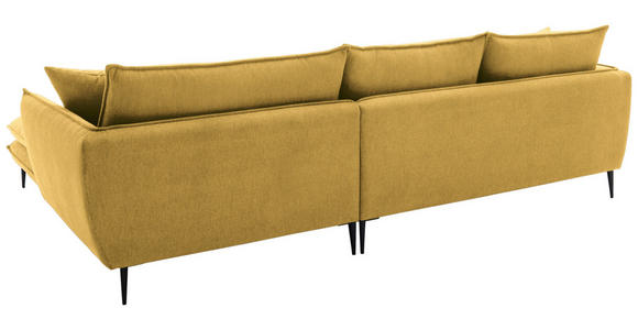 ECKSOFA  in Webstoff Currygelb  304/196 cm  - Currygelb/Schwarz, KONVENTIONELL, Textil/Metall (304/196cm) - Hom`in