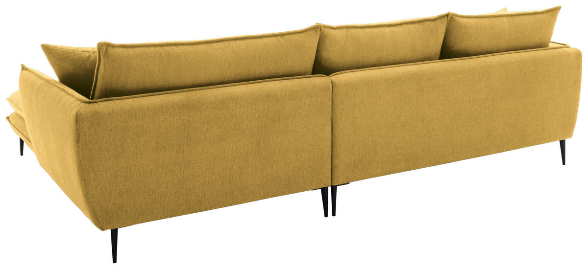 ECKSOFA Currygelb Webstoff  - Currygelb/Schwarz, KONVENTIONELL, Textil/Metall (304/196cm) - Hom`in