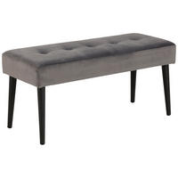 HOCKERBANK 95/45/38 cm Samt Schwarz, Dunkelgrau  - Dunkelgrau/Schwarz, Trend, Textil/Metall (95/45/38cm) - Livetastic