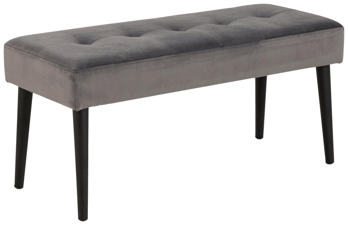 HOCKERBANK 95/45/38 cm Samt Schwarz, Dunkelgrau  - Dunkelgrau/Schwarz, Trend, Textil/Metall (95/45/38cm) - Livetastic