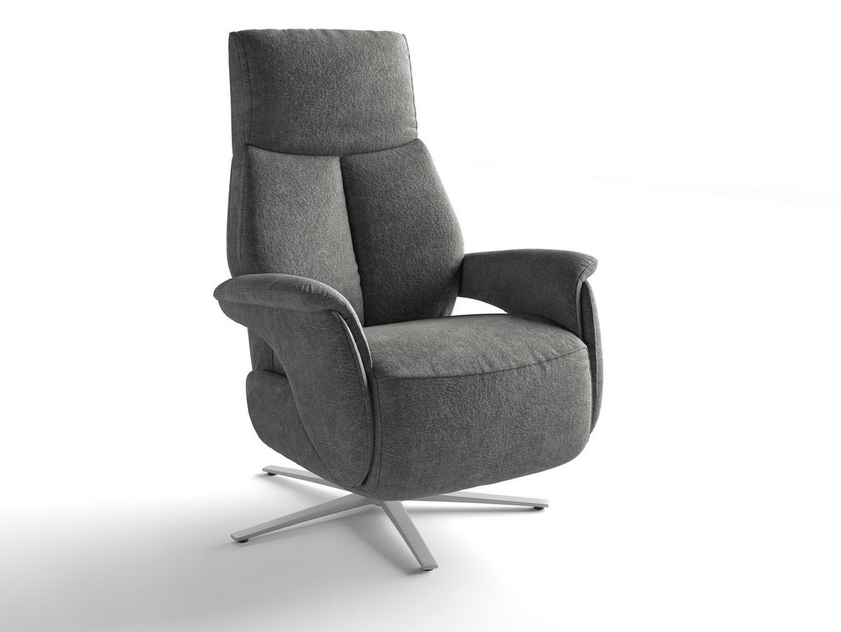 RELAXSESSEL in Textil Dunkelgrau  - Dunkelgrau/Silberfarben, Basics, Textil/Metall (75/110/85cm) - Sit & More