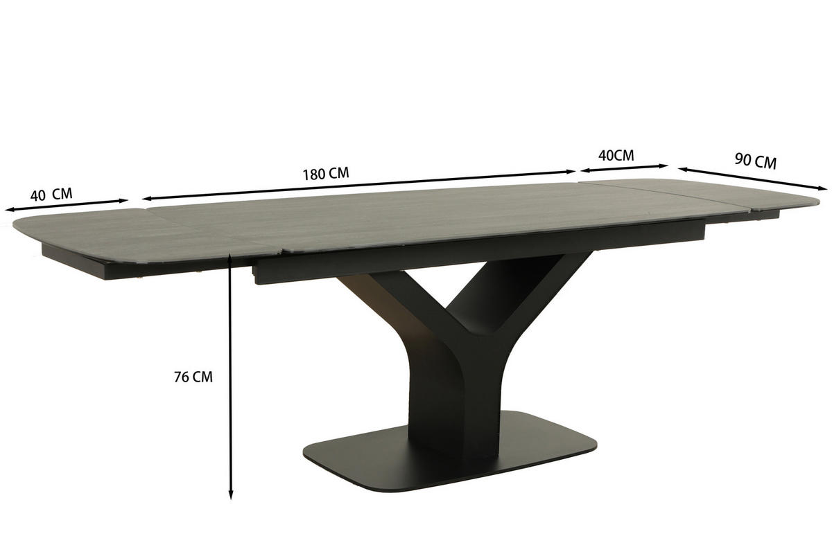 JEDILNA MIZA, črna  - črna, Design, kovina/steklo (180-260/90/76cm) - Novel