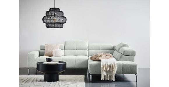 ECKSOFA Hellgrau Flachgewebe - Chromfarben/Hellgrau, KONVENTIONELL, Textil/Metall (282/224cm) - Hom`in